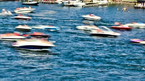 Boat Traffic Time Lapse Pan Stock Footage 31884614