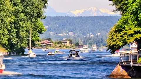 Boat Traffic Time Lapse Zoom Stock Footage 31875000