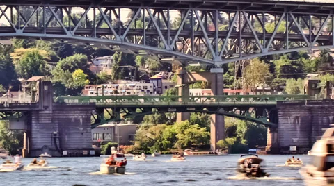 Boat Traffic Time Lapse Zoom Stock Footage 31875680