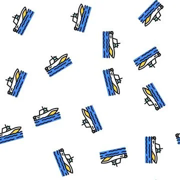 Boat transport vector seamless pattern Illustrazione stock