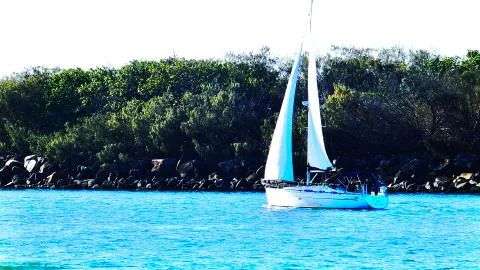 Boat by the Trees Stock Photos