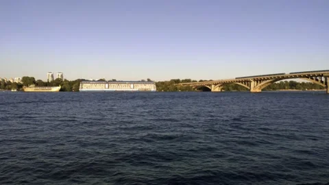 Boat trip along the Dnieper river Stock Footage 138561653