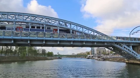 Boat trip along the river Seine in Paris Stock Footage 74926257