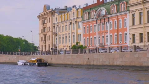 Boat trip along rivers and canals of St. Petersburg Stock Footage 279589687