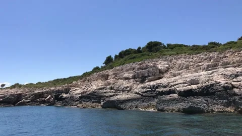 Boat trip around eastern Alonissos island. Unique scenery in Sporades, Greece Stock Footage 149890486
