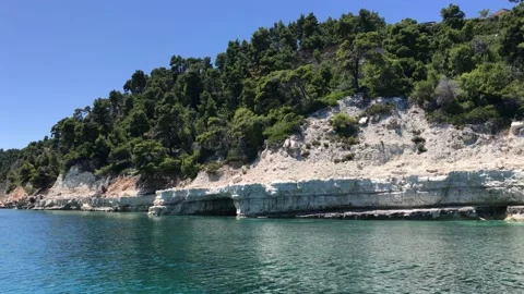 Boat trip around eastern Alonissos island. Unique scenery in Sporades, Greece Stock Footage 149892028