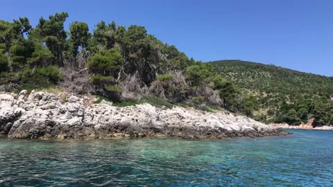 Boat trip around eastern Alonissos island. Unique scenery in Sporades, Greece Stock Footage 149893579