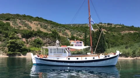 Boat trip around eastern Alonissos island. Unique scenery in Sporades, Greece Stock Footage 149893723