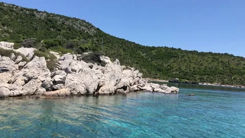 Boat trip around eastern Alonissos island. Unique scenery in Sporades, Greece Stock Footage 149894657