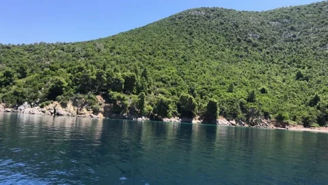Boat trip around eastern Alonissos island. Unique scenery in Sporades, Greece Stock Footage 149894662