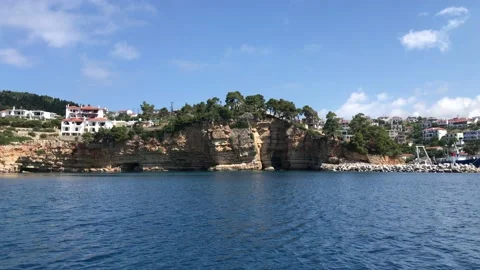 Boat trip around eastern Alonissos island. Unique scenery in Sporades, Greece Stock Footage 149894733