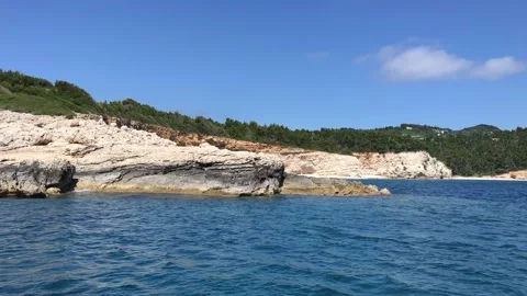 Boat trip around eastern Alonissos island. Unique scenery in Sporades, Greece Stock Footage 149895262