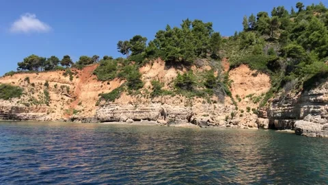 Boat trip around eastern Alonissos island. Unique scenery in Sporades, Greece Stock Footage 149895525