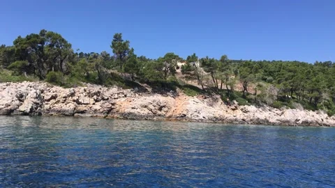 Boat trip around eastern Alonissos island. Unique scenery in Sporades, Greece Stock Footage 149895958
