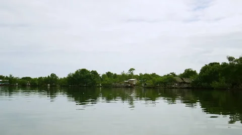 Boat trip around an island Stock Footage 40435972