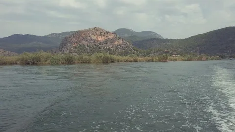 Boat trip on a Dalyan River Stock Footage 129696395