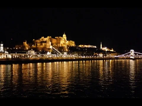 Boat trip on the Danube in Budapest at night Stock Footage 122290285