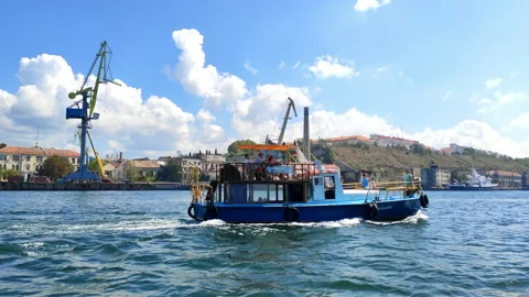 Boat trip with an excursion in the Black Sea off the coast of Sevastopol Stock Footage 156103392