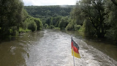A boat trip on the Fulda Stock Footage 265412886
