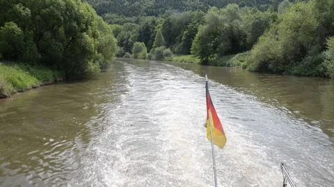 A boat trip on the Fulda Stock Footage 265412888