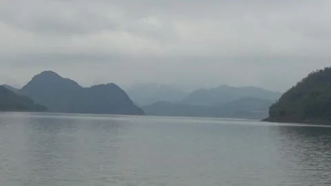 Boat trip on Hoa Binh hydroelectric lake, Vietnam Stock Footage 333623686