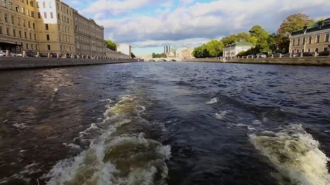 Boat trip on the Neva River in St. Petersburg Stock Footage 76086508