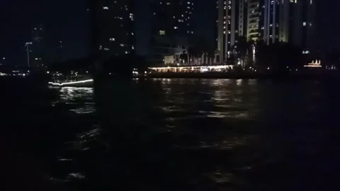Boat trip at night, Chao Phraya river, Bangkok, Thailand2 Stock Footage 248268871