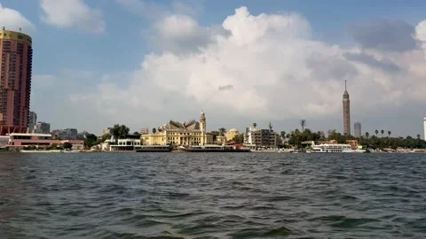 Boat trip on the Nile River, Cairo, Egypt - December 28, 2023 Stock-Footage 309643386