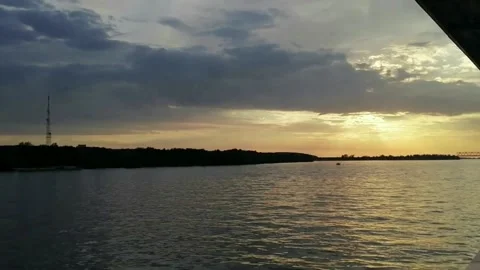 Boat trip on the river at sunset Stock Footage 133115124