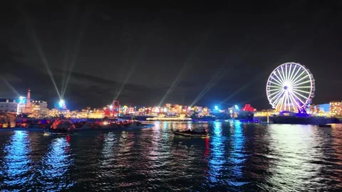 Boat trip at Riyadh Boulevard World global theme park in Saudi Arabia Stock Footage 306288856