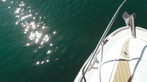 Boat trip on the sea, on the waves Stock Footage 153744765