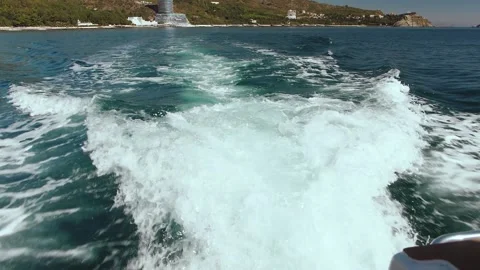 Boat trip on the sea, on the waves Stock Footage 153744828