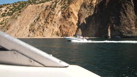 Boat trip on the sea, on the waves Video stock 160278879