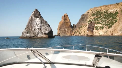 Boat trip on the sea, on the waves Stock Footage 160279053