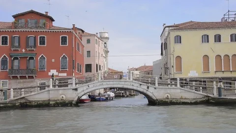Boat Trip Venice Passing by Bridge Stock Footage 79823764