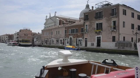 Boat trip in Venice with view of bow Stock Footage 79823914