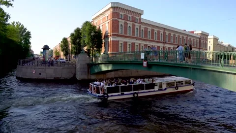 Boat trips on rivers and canals in summer Saint Petersburg Stock Footage 156460460