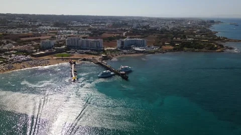 Boat trips on a ship surrounded by tourist hotels. Stock Footage 278517981