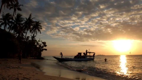 Boat on a tropical island Stock Footage 99162158