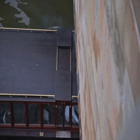 Boat under the bridge. Stock Footage 69425568