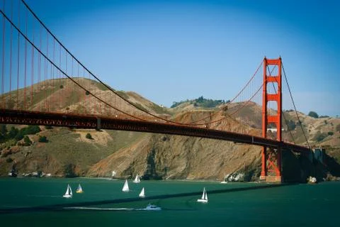 Boat under a bridge Foto stock