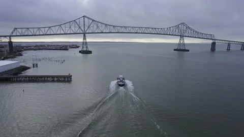 Boat Under Large Bridge Stock Footage 190731949