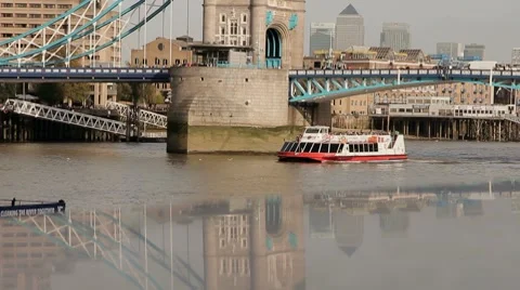 Boat under Tower Bridge Stock Footage