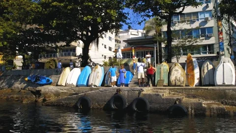 Boat at Urca Beach _ rio de Janeiro Stock Footage 266865609