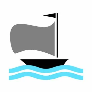 Boat vector with blue sea Stock Illustration