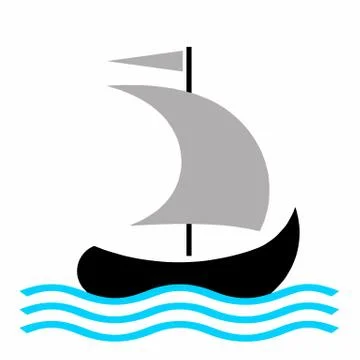 Boat vector with blue sea Stock Illustration