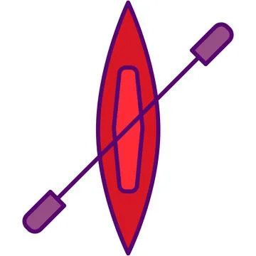 Boat vector icon, line canoe kayak illustration Stock Illustration
