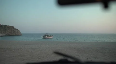 Boat View from Car at Beach 4K Stock Footage 67397057