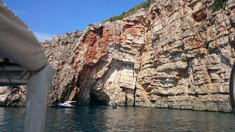 Boat view of the cave Stock Photos