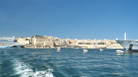 Boat view of La valeta, MALTA Stock Footage 85953285